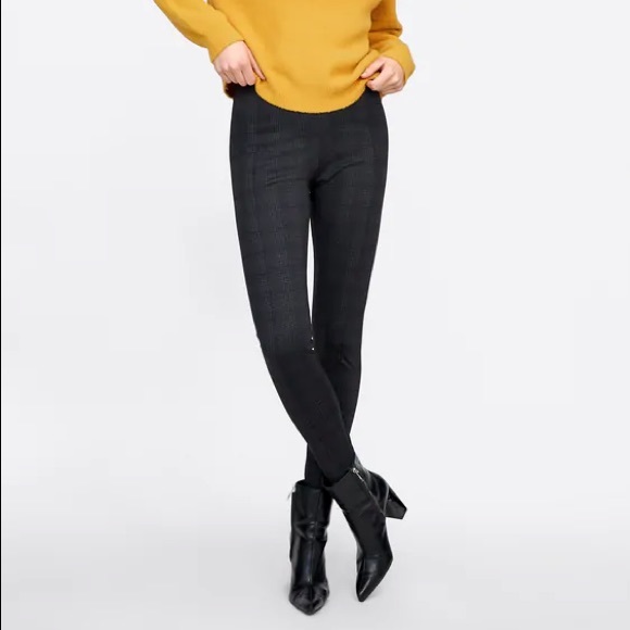 Zara High-rise Glen Check Plaid Trousers Grey - S - Picture 10 of 10